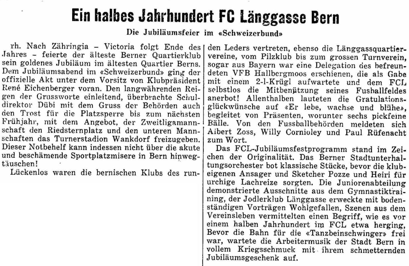 Ein halbes Jahrhundert FC Länggasse